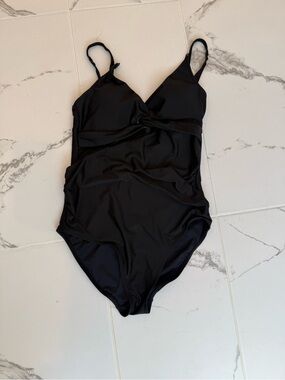 Old Navy Black One-Piece Nursing Swimsuit with Twist Front
